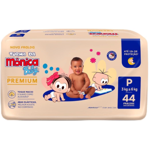 Turma da Mônica Baby Premium Econômica P 44 Unidades