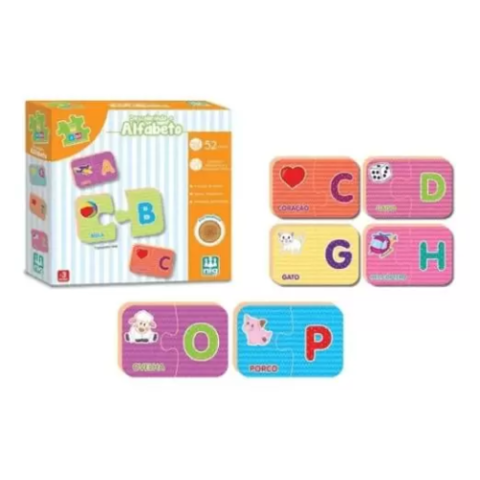 Jogo Educativo Descobrindo o Alfabeto 52 Peças Nig Brinquedos