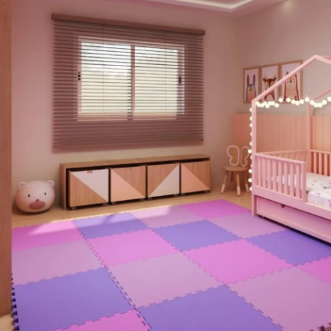 Kit 12 Tatames Tapetes EVA 50x50cm Rosa