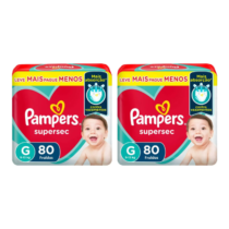 Kit 2 Fraldas Pampers Supersec G 80 Unidades Cada