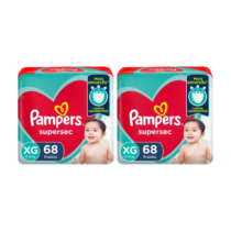 Kit 2 Fraldas Pampers Supersec XG 68 Unidades Cada