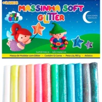 Massa de Modelar Soft Uti Guti com Glitter 12 Cores