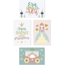 Placas Decorativas Princesa 20x30cm 4 Unidades