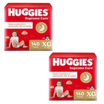 2 Pacotes Fralda Huggies Supreme Care XG 140 Unidades