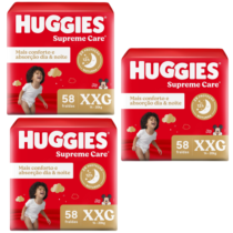 3 Pacotes Fralda Huggies Supreme Care XG 58 Unidades