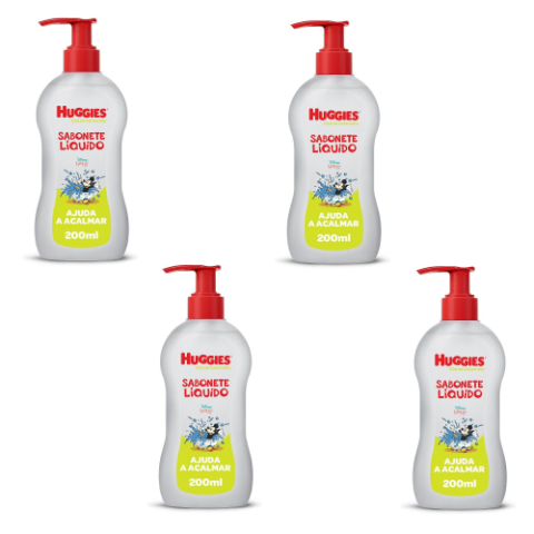 4 Unidades Sabonete Líquido Huggies Chá de Camomila 200ml