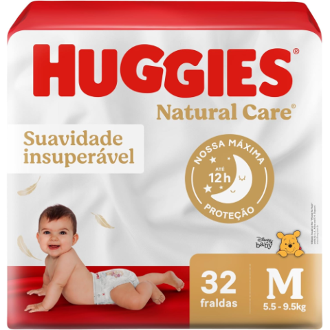 Fralda Huggies Natural Care M 32 Unidades