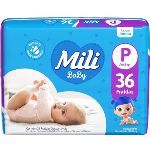 Mili Fralda Baby Jumbo P 36 Unidades