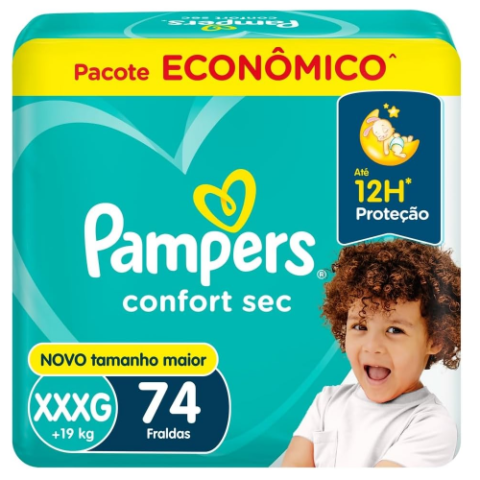 Fralda Pampers Confort Sec XXXG 74 Unidades