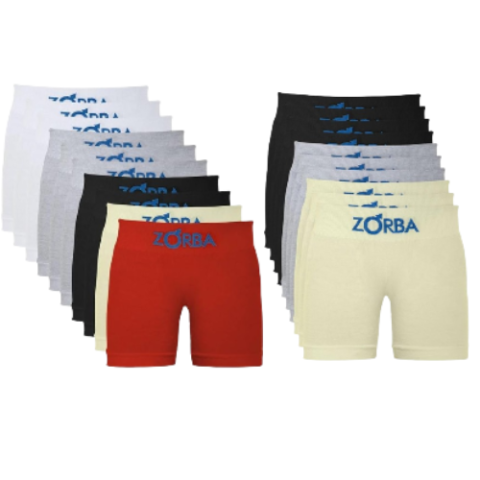 Kit 10 Cuecas Zorba Infantil Boxer sem Costura Algodão