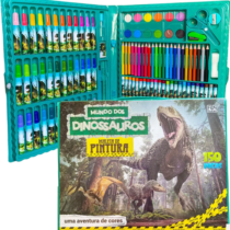 Maleta Infantil Dinossauro Estojo Completo De Pintura 150 Peças
