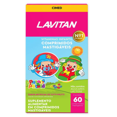 Vitamina Infantil Lavitan Kids Mastigável Tutti Frutti 60 Cápsulas