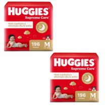 2 Pacotes Fralda Huggies Supreme Care M 196 Unidades