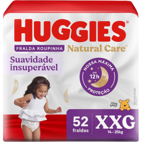 Fralda Huggies Natural Care Roupinha XXG 52 unidades