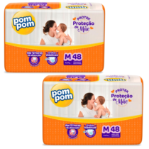 2 Pacotes Fralda Pom Pom Protek M 48 Unidades
