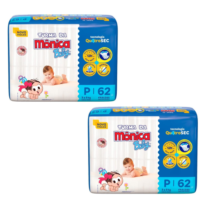 2 Pacotes Fraldas Turma da Mônica Baby Mega P 62 Unidades