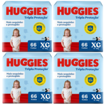 4 Pacotes Fralda Huggies Tripla Proteção XG 66 Unidades