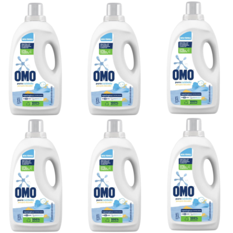 6 Unidades Sabão Líquido Omo Puro Cuidado 3L