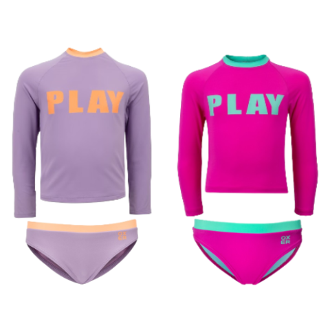 Conjunto de Natação Infantil com Camiseta Manga Longa Oxer Proteção Solar UV50+ Play
