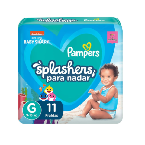 Fraldas Para Água Pampers Splashers Baby Shark G 11 Unidades