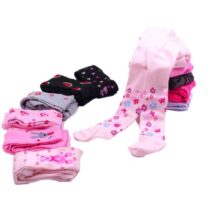 Kit com 3 Meias Calça Grossas Fio 40 Estampadas e Lisas de 0 a 12 Anos Cores Sortidas