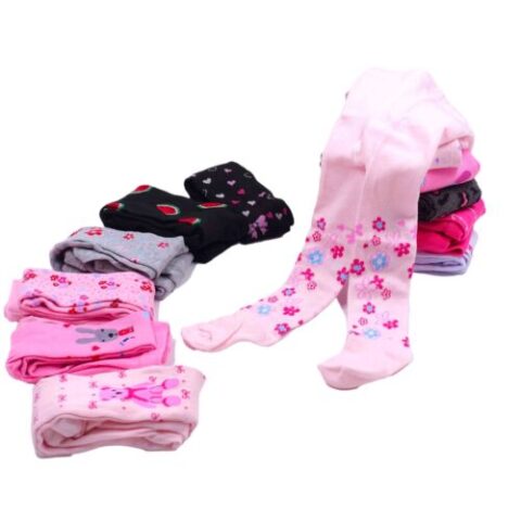 Kit com 3 Meias Calça Grossas Fio 40 Estampadas e Lisas de 0 a 12 Anos Cores Sortidas