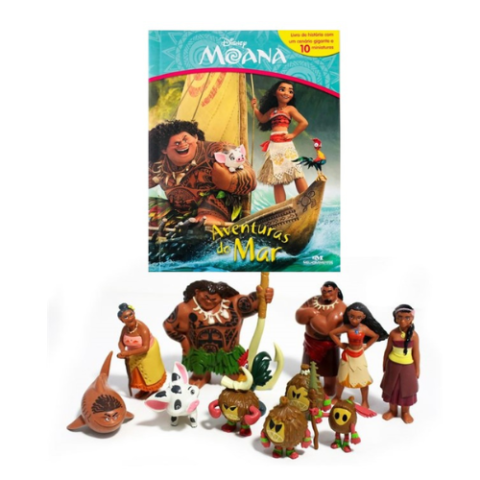 Livro Moana: Aventuras do Mar com Miniaturas + Cenário Gigante