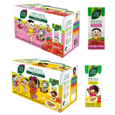 Pack 12 Unidades Suco Life Mix Morango ou Maracuja 200ml Cada