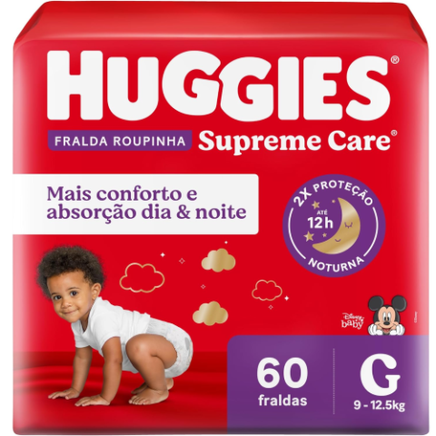 Fralda Huggies Roupinha Supreme Care G 60 unidades
