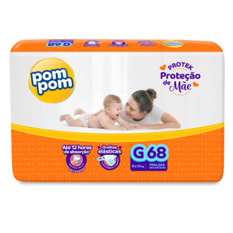 Fralda Pom Pom Protek G 68 Unidades