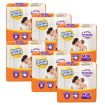 Fralda Pom Pom Protek Proteção de Mãe Jumbo M 168 Unidades