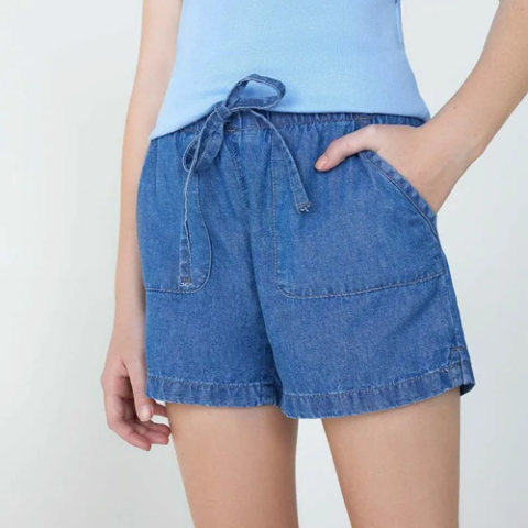 Shorts Jeans Hering Kids Menina Com Bolsos
