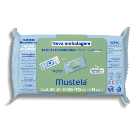 Toalhas Umedecidas Mustela À Base De Plantas 60 Unidades