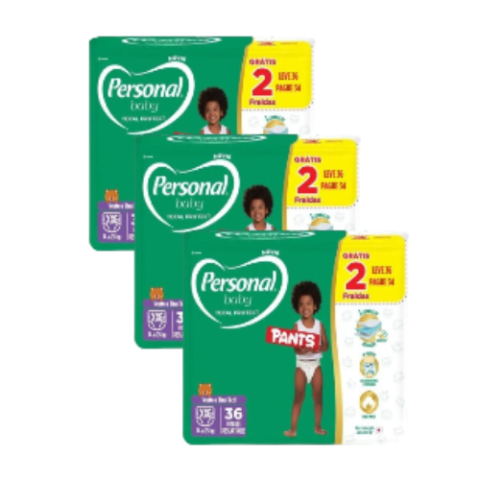 3 Pacotes Fralda Personal Baby Total Protect Pants Super XG 36 Unidades