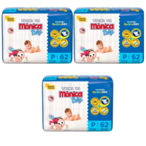 3 Pacotes Fralda Turma da Mônica Baby Jumbo P 62 Unidades
