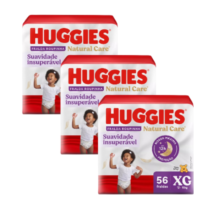 3 Pacotes Huggies Natural Care Roupinha Premium XG 56 Unidades