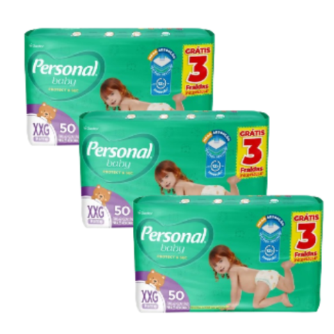 3 Pacotes Personal Fralda Soft & Protect Hiper XXG 50 Unidades