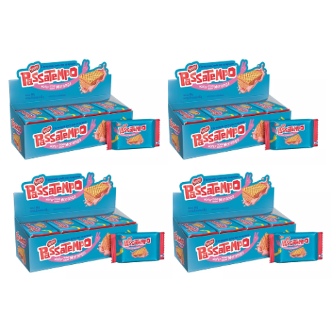4 Packs Wafer Mini Passatempo com 28 Unidades Morango 20g