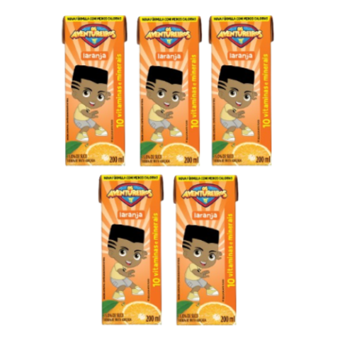 5 Unidades Suco Aventureiros Laranja 200ml