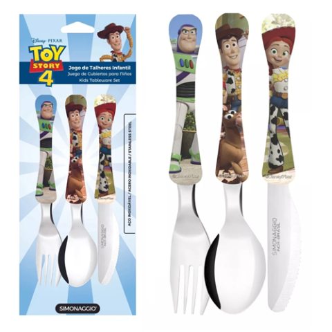 Kit 3 Peças Talher Infantil Disney Toy Story Inox Simonaggio