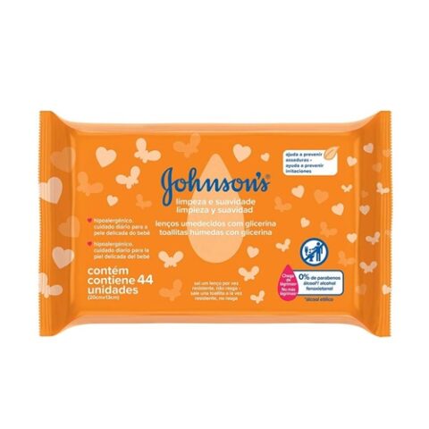 Johnson’s Baby Lenços Umedecidos Limpeza e Suavidade 44 Unidades