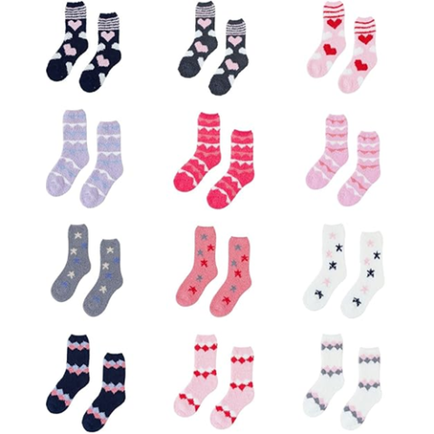 Kit 12 Pares Meias Kids Grossa Quentinha Felpuda Inverno Urban Had