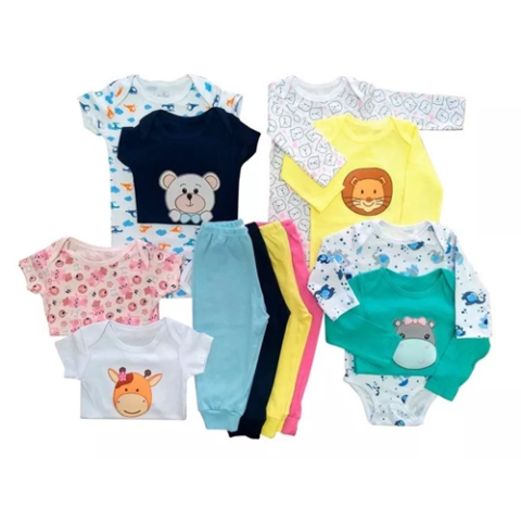 Kit 12 Peças Body Bebê 100% Algodão Baby Bird