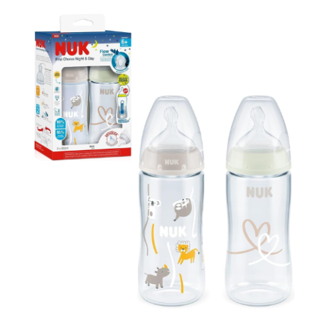 Kit de Mamadeiras NUK Anticólica Dia e Noite com Controle de Temperatura 300ml