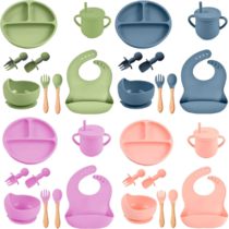 Kit Introdução Alimentar Bebe 8 Peças Silicone Livre de BPA Atóxico