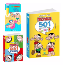 Kit Turma da Mônica Aquabook + Livro 501 Desenhos + Livro 551 Atividades