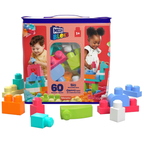 MEGA BLOKS Sacola Vermelha 60 Blocos de Montar Peças Grandes