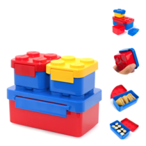 Marmitinha Lancheira Infantil Bloco De Montar Formato Lego