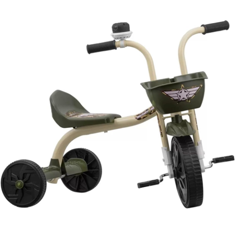 Triciclo Kids Military Com Cesto Ultra Bikes Verde Militar