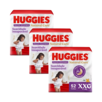 3 Pacotes Fralda Huggies Roupinha Natural Care XXG 52 Unidades